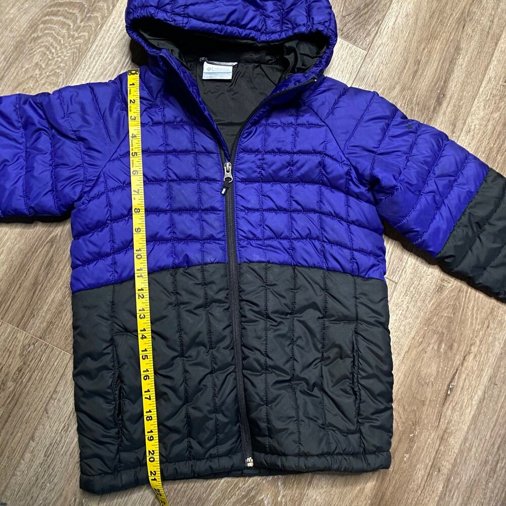 Columbia Puffer Jacket Boys Sz M 10/12 Blue Black Full Zip Hooded - Picture 5 of 10